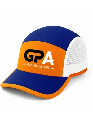 Boné Dry Fit com Tela Lateral Azul com Laranja