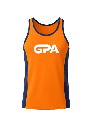 Camiseta Regata de Corrida 100% Poliamida Laranja e Azul