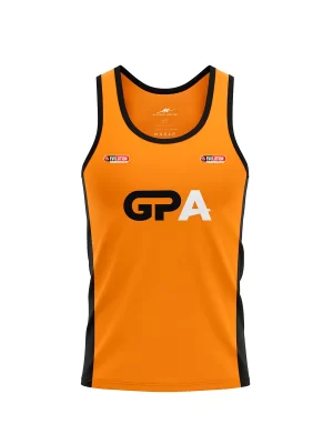 Camiseta Regata de Corrida 100% Poliamida Laranja e Preta