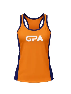 Camiseta Regata Feminina de Corrida 100% Poliamida Laranja e Azul